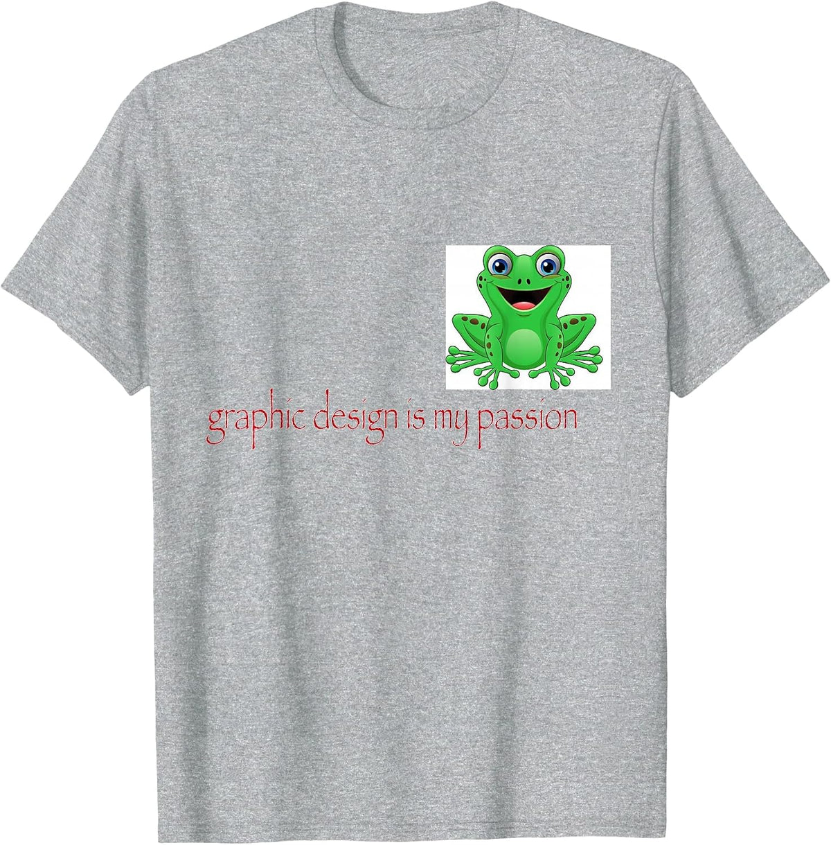 Graphic Design is My Passion - Papyrus, Green Frog T-Shirt - Heather Grey