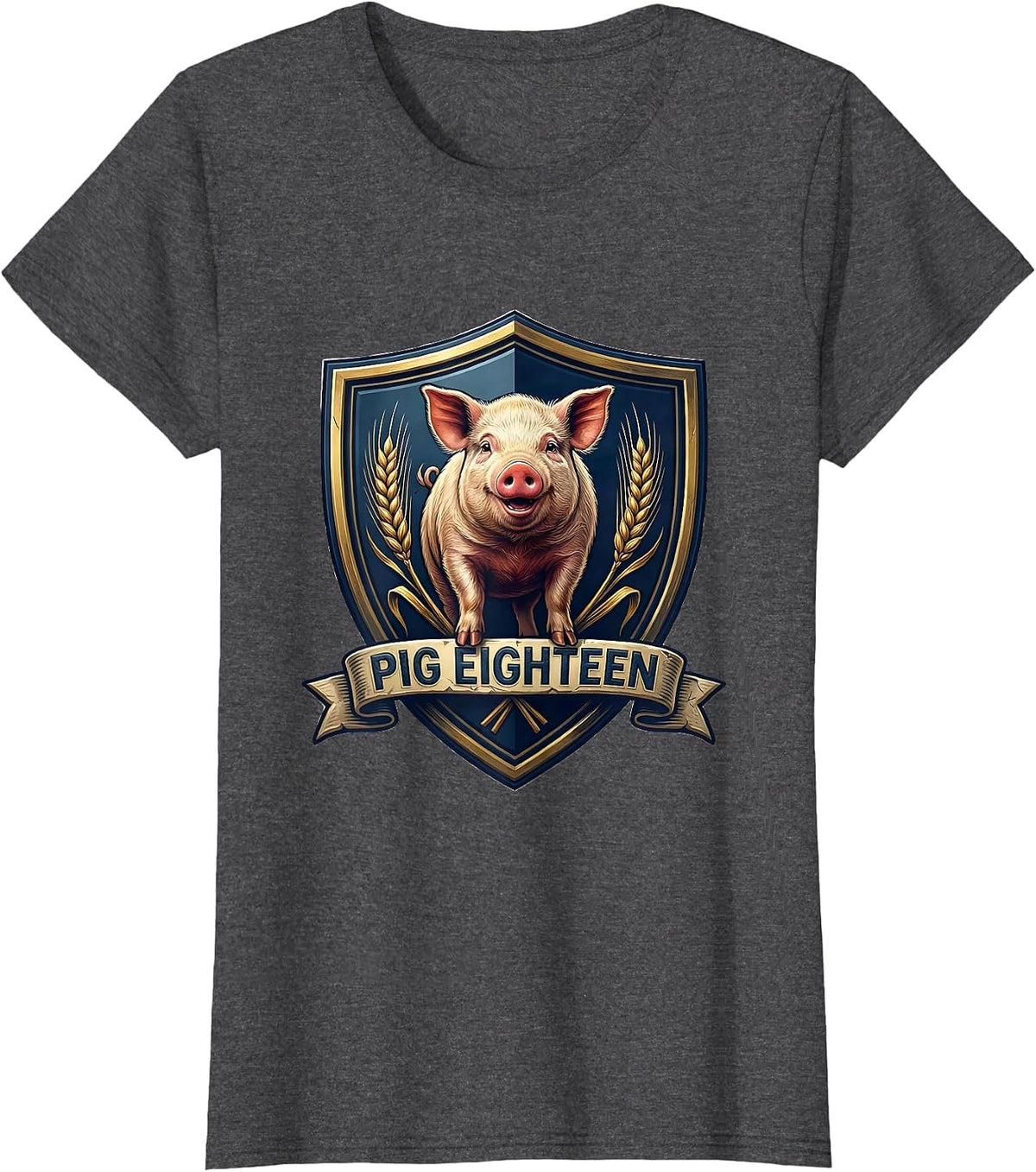 Women's Pig Eighteen Cute Pig Lover Family Matching Outfit T-Shirt - Dark Heather Grey