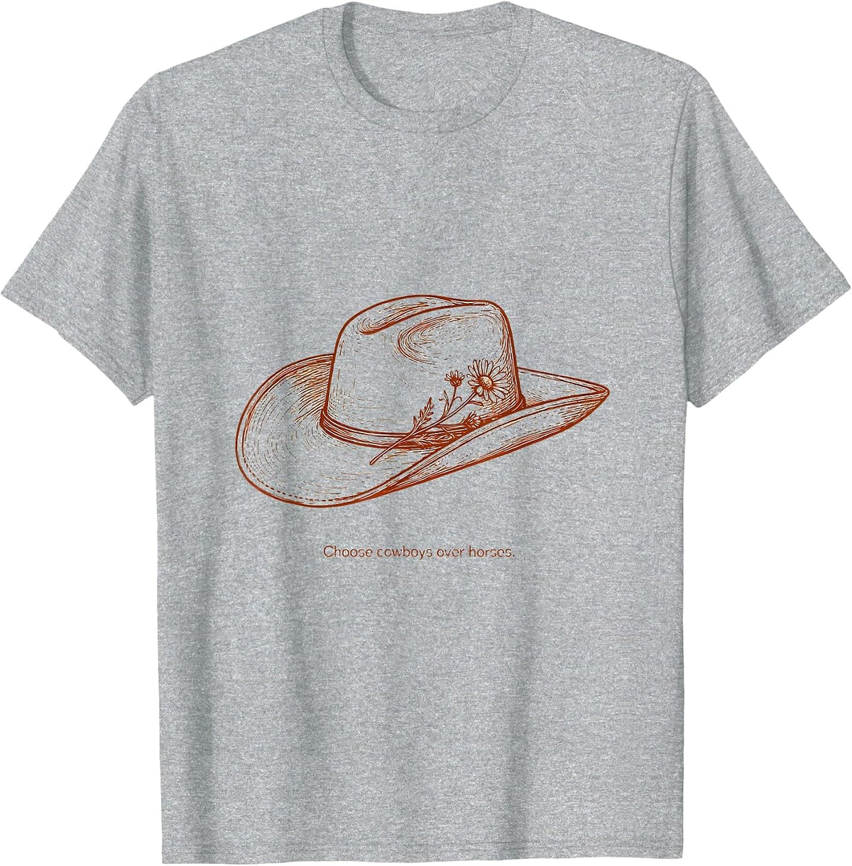 Men's Choose Cowboys Over Horses Western Graphic Design T-Shirt - Heather Grey