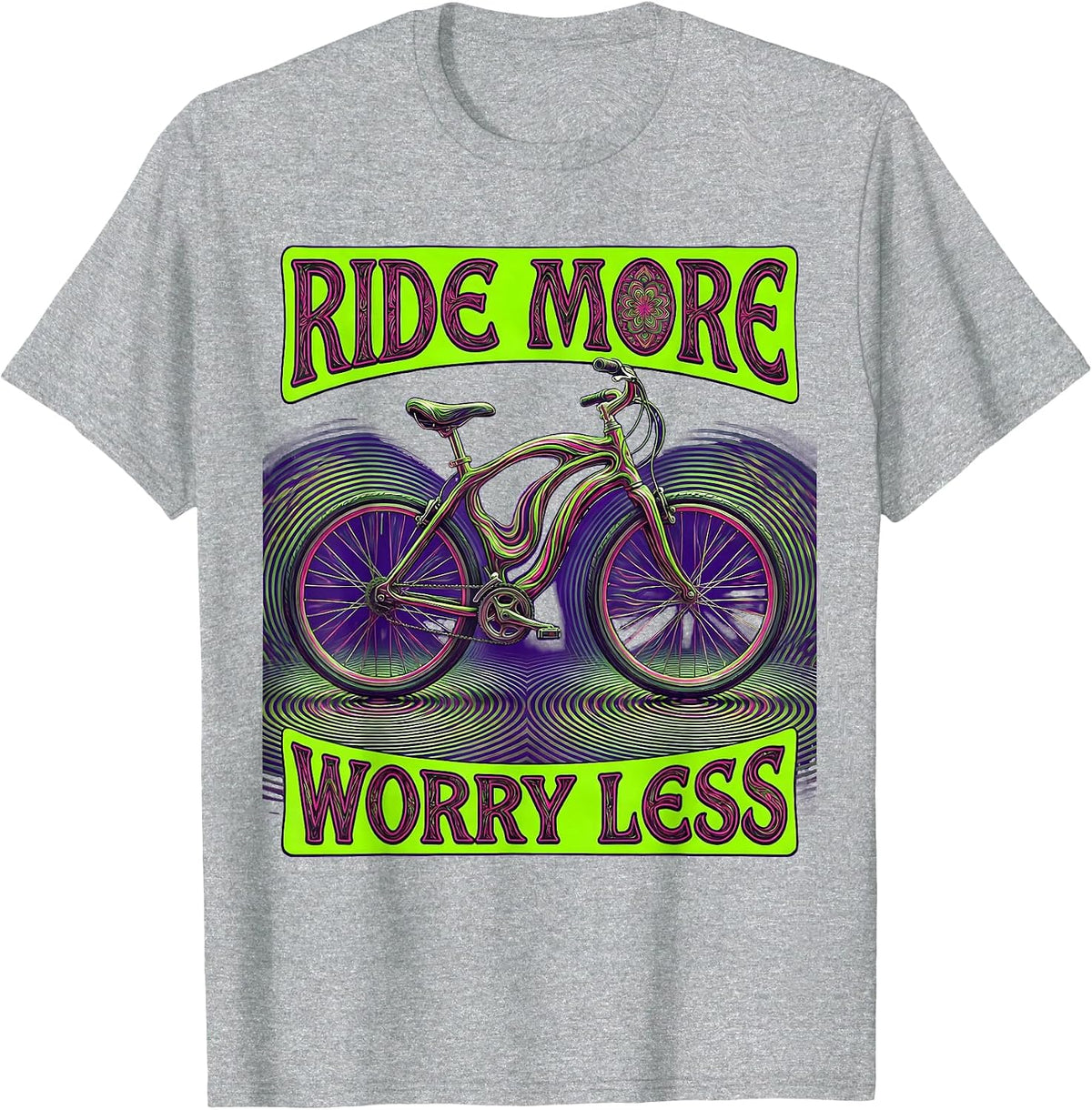 Men's Ride More Worry Less Cycling Bike Design T-Shirt - Heather Grey