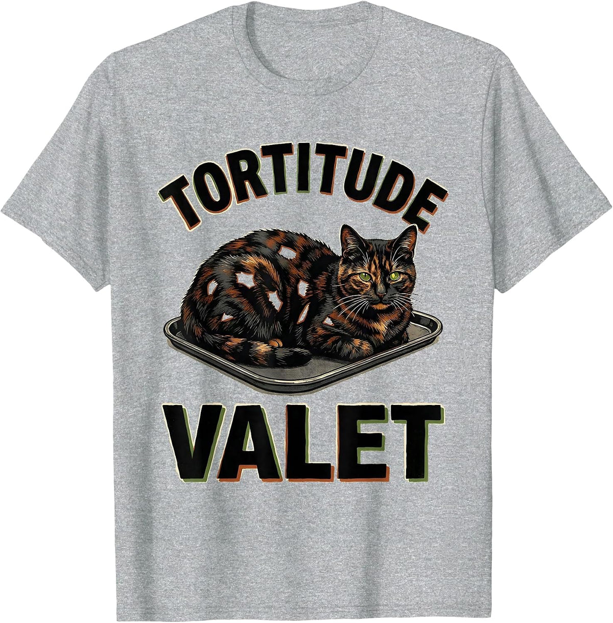 Men's Tortitude Valet Tortoiseshell Cat Owner Tortie Cat Lover T-Shirt - Heather Grey