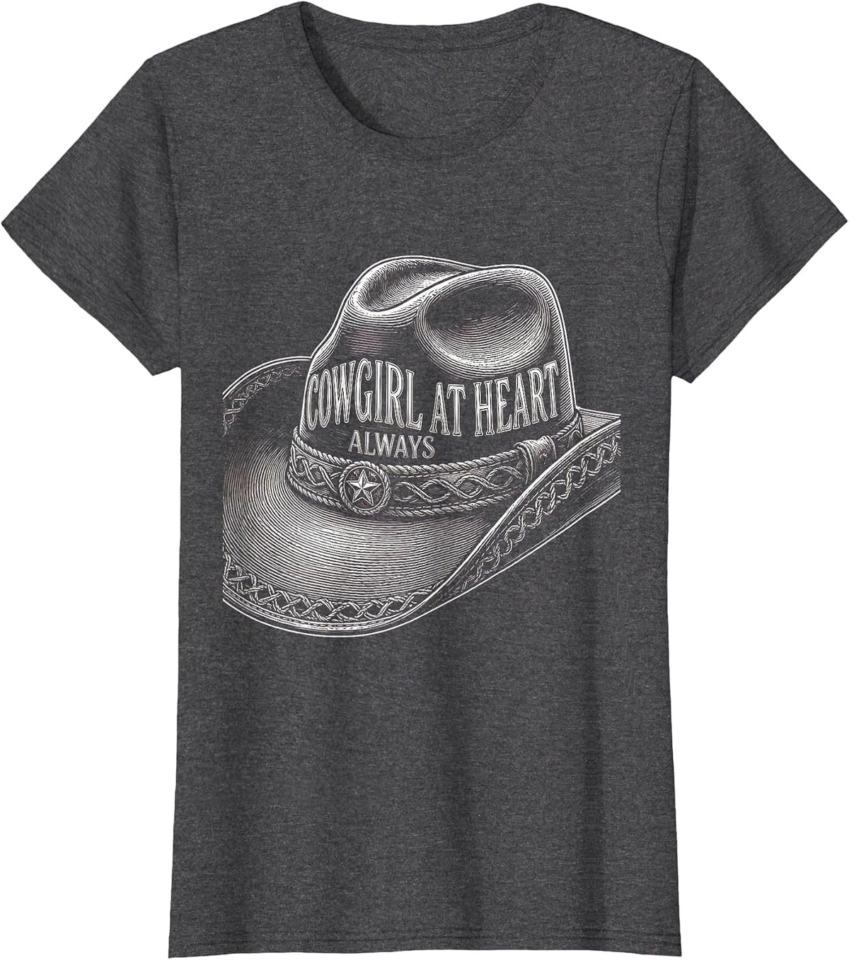 Women's Cowgirl At Heart Always Western Women Design T-Shirt - Dark Heather Grey