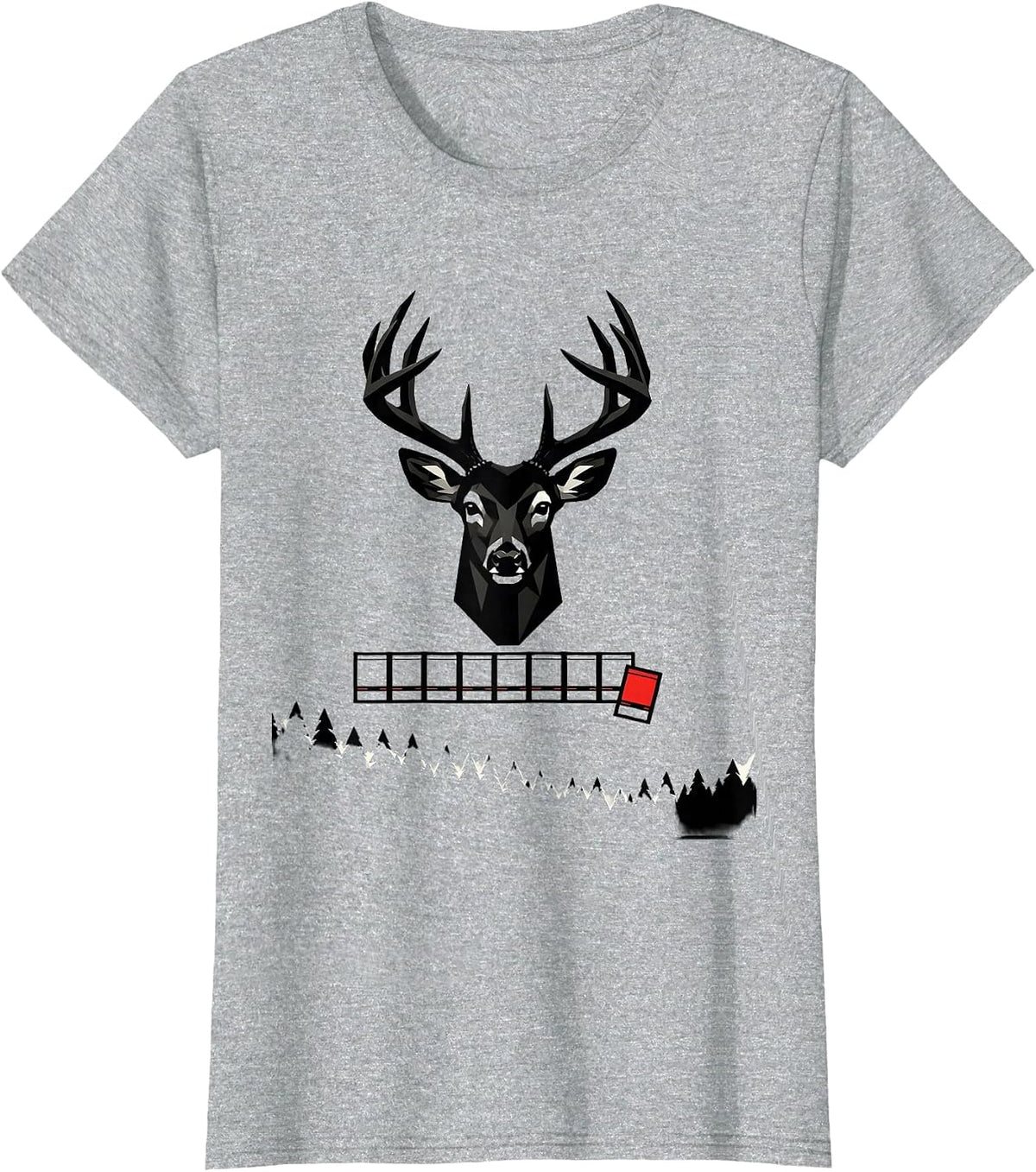 Geometric Whitetail Buck Head Deer Hunting Dad Humor T-Shirt - Heather Grey