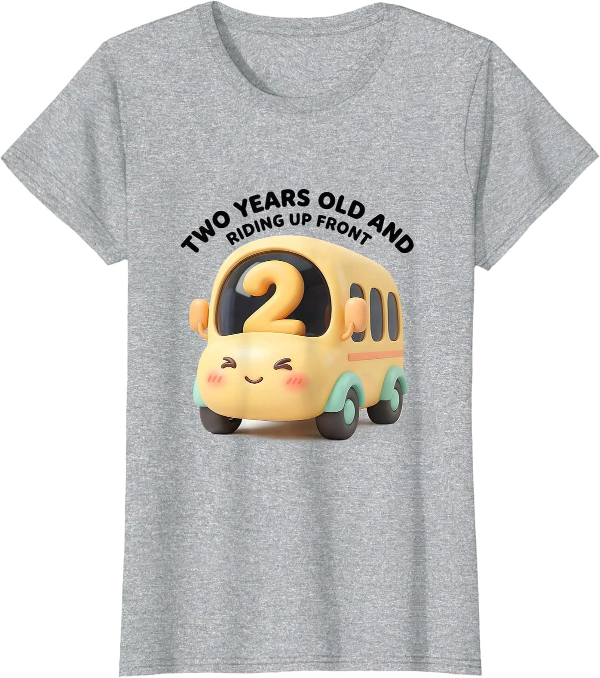 Two Years Old And Riding Up Front Cute Kawaii Toddler T-Shirt - Heather Grey