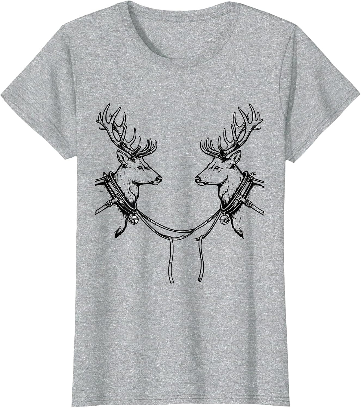 Deer Hunters Christmas Humor Antler Line Art T-Shirt - Heather Grey
