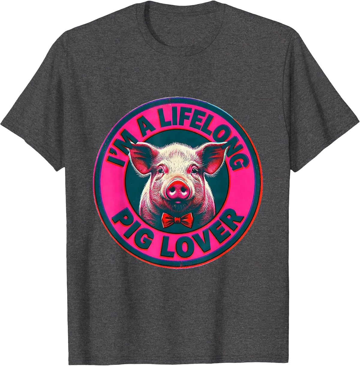 I’m A Lifelong Pig Lover Funny Farm Animal Lover Gift T-Shirt - Dark Heather Grey