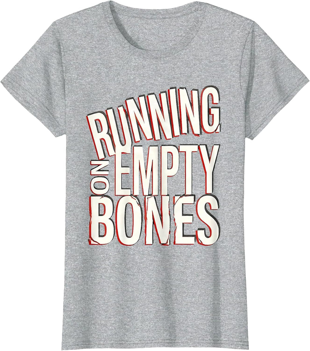 Running on Empty Bones Funny Skeleton Runner T-Shirt - Heather Grey