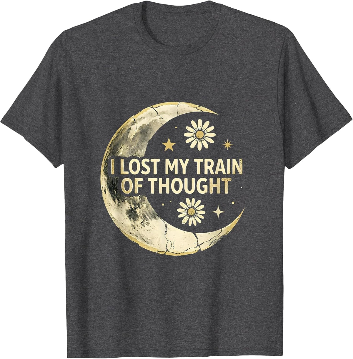 I Lost My Train of Thought Funny ADHD Design T-Shirt - Dark Heather Grey