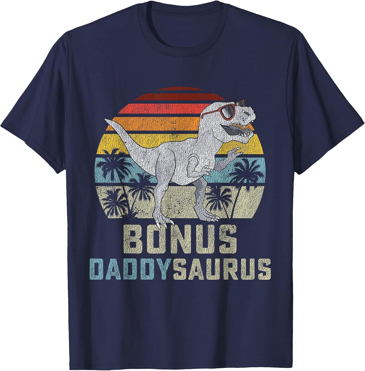 Bonus Daddy Saurus T Rex Daddysaurus Stepdad Matching Family T-Shirt - Navy Blue