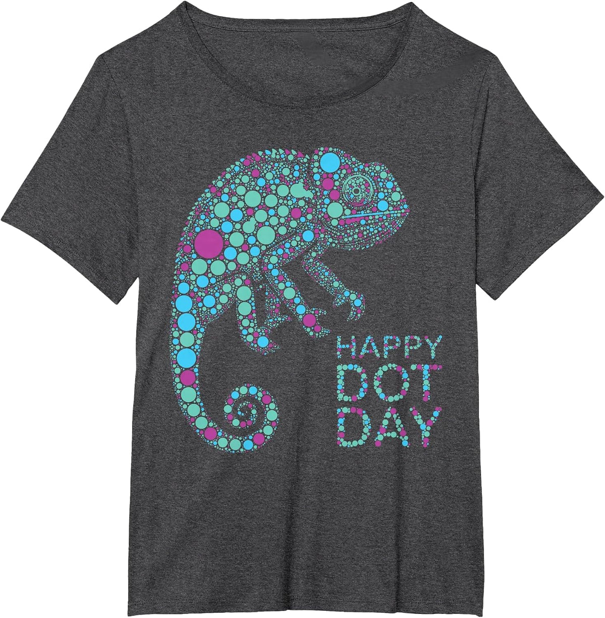 Happy Dot Day Chameleon Colorful for Teachers and Students T-Shirt - Dark Heather Grey