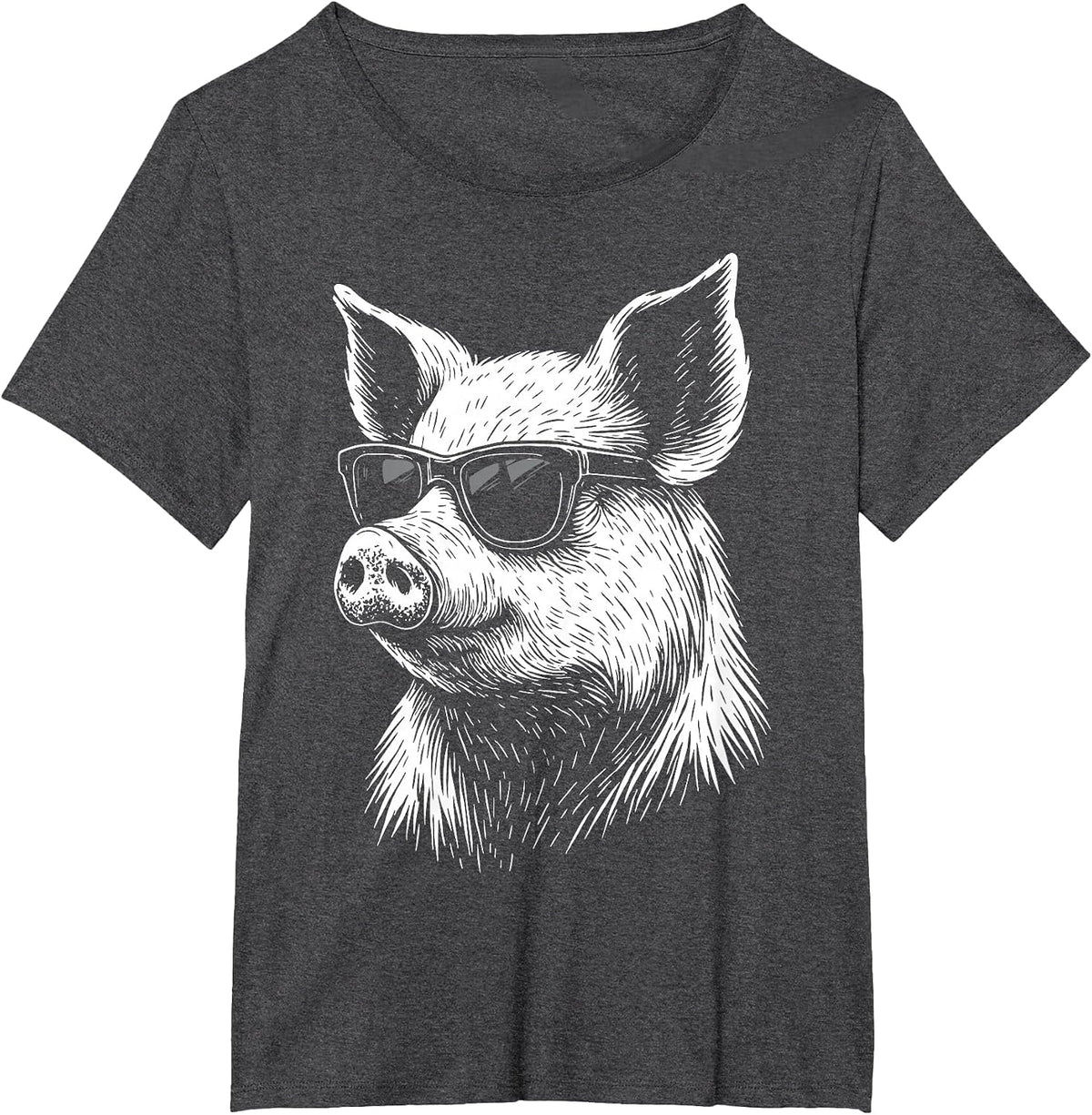 Pig Sunglasses Farmer T-Shirt - Dark Heather Grey