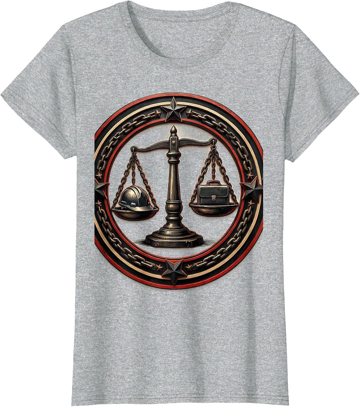 Equal Rights Labor Day Balance Scale Graphic T-Shirt - Heather Grey