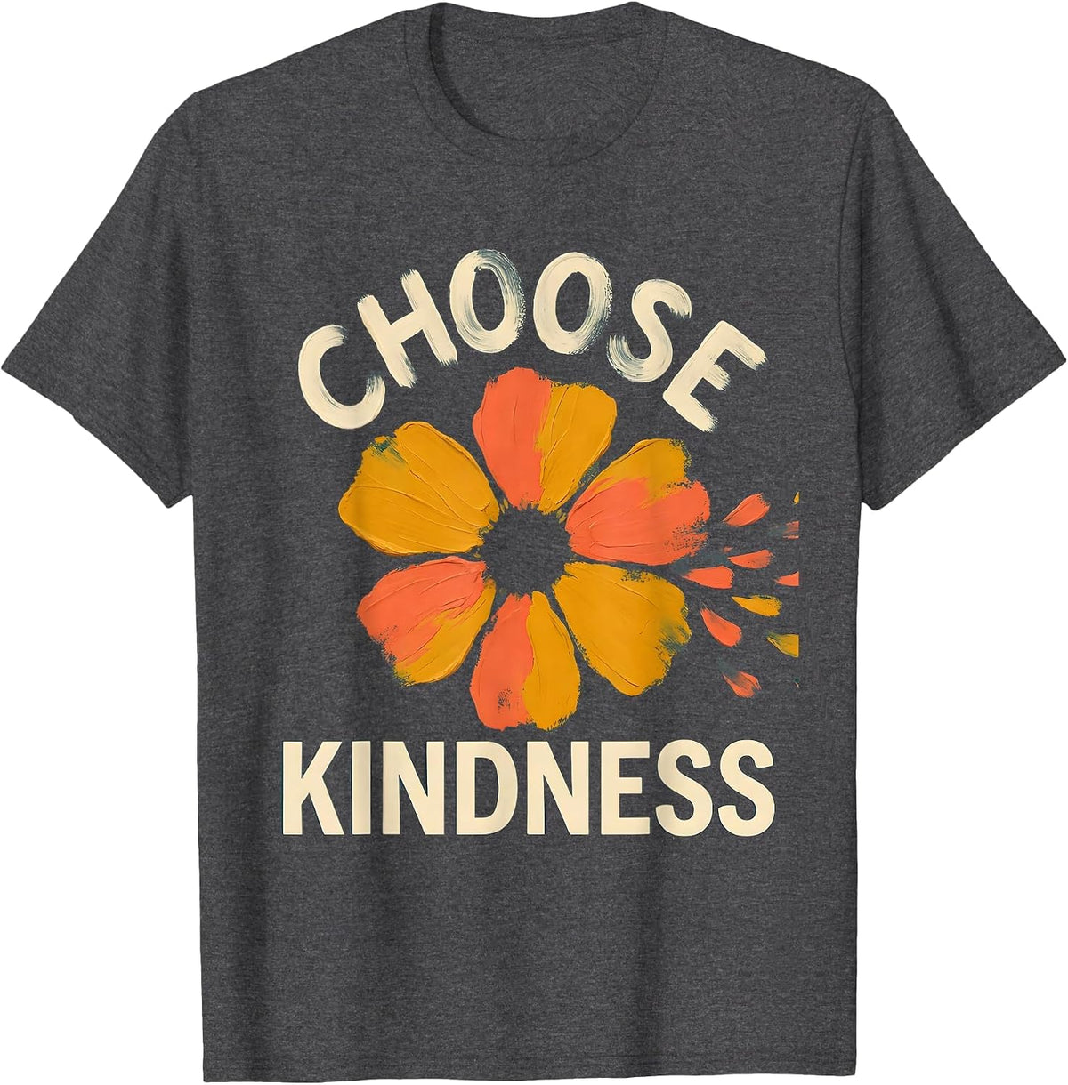 Men's Choose Kindness Groovy Floral Positivity Gift for Special T-Shirt - Dark Heather Grey