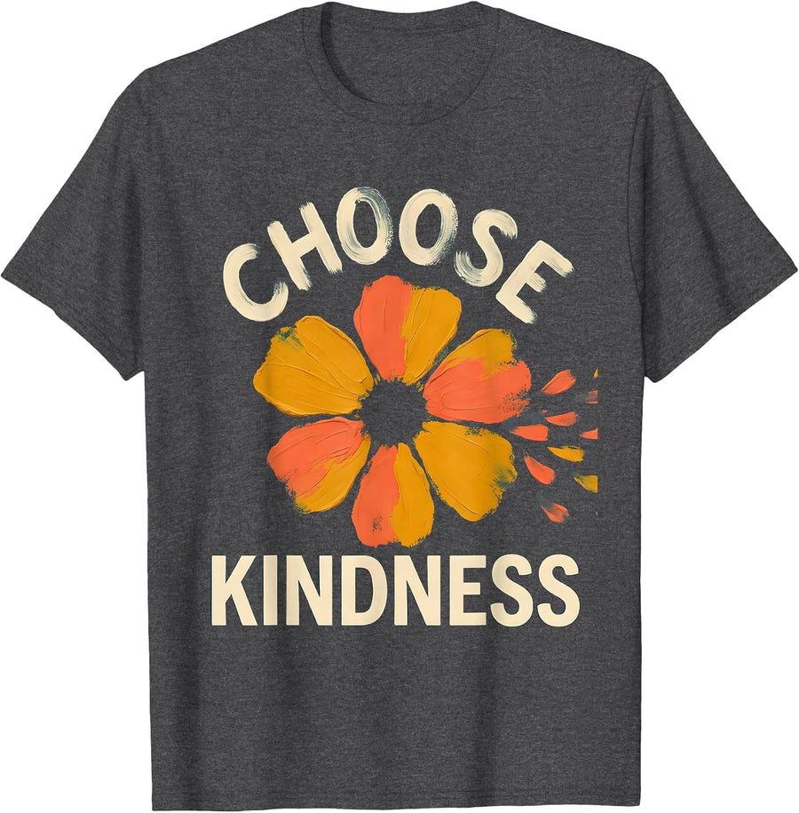 Men's Choose Kindness Groovy Floral Positivity Gift for Special T-Shirt - Dark Heather Grey