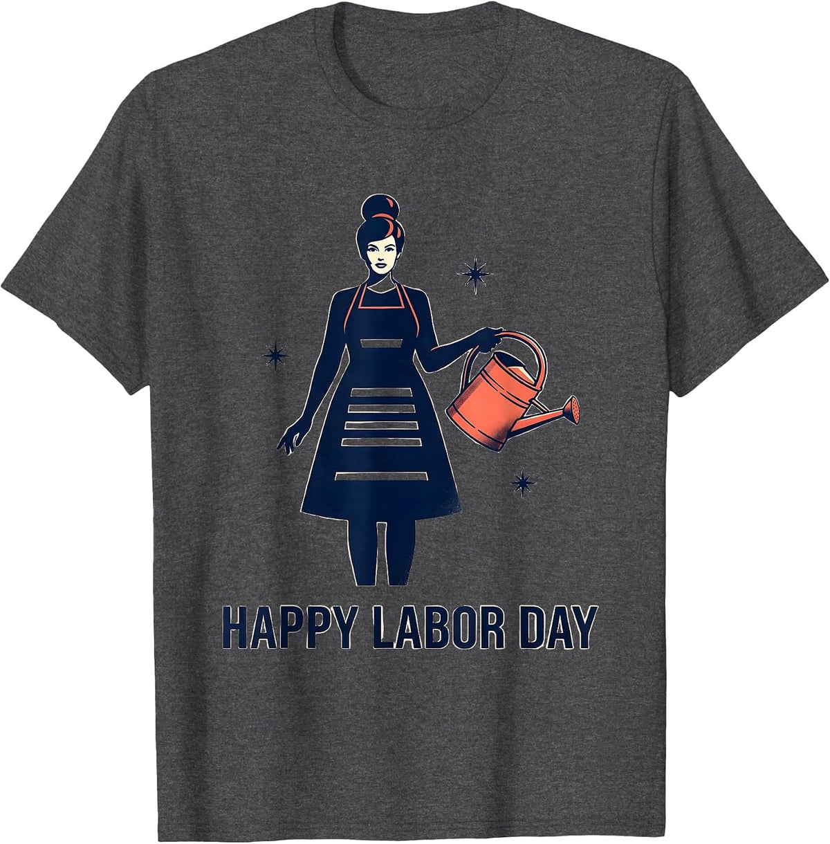 Happy Labor Day Midcentury Modern Patriotic Woman Graphic T-Shirt - Dark Heather Grey