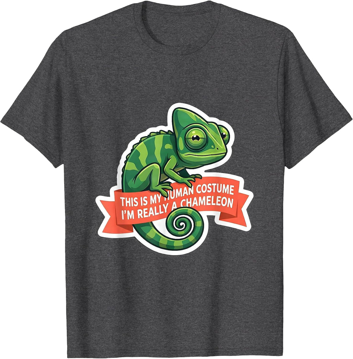 This Is My Human Costume I'm Really A Chameleon Halloween T-Shirt - Dark Heather Grey