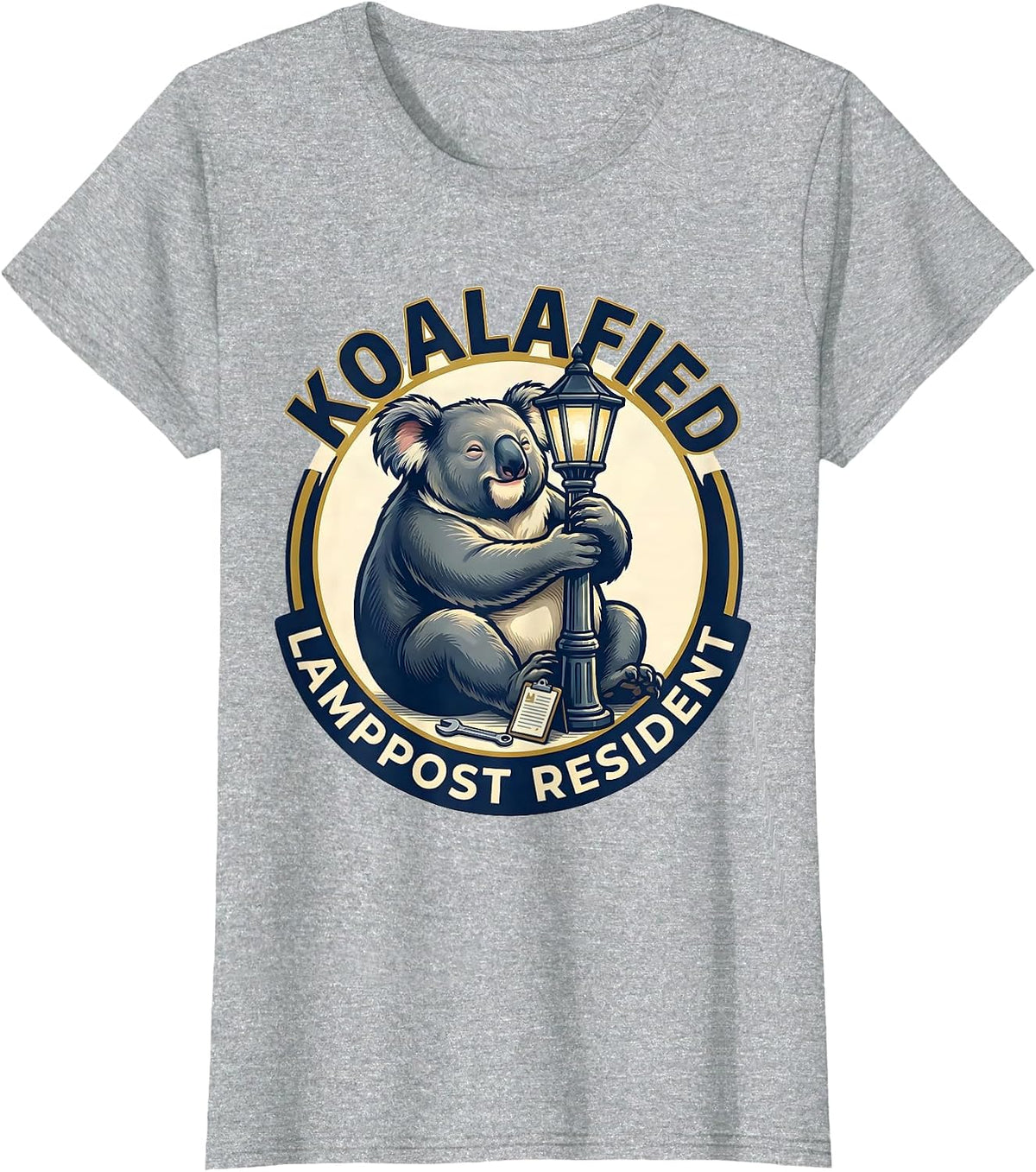 Women's Koalafied Lamppost Resident Funny Koala Lover Animal Humor T-Shirt - Heather Grey