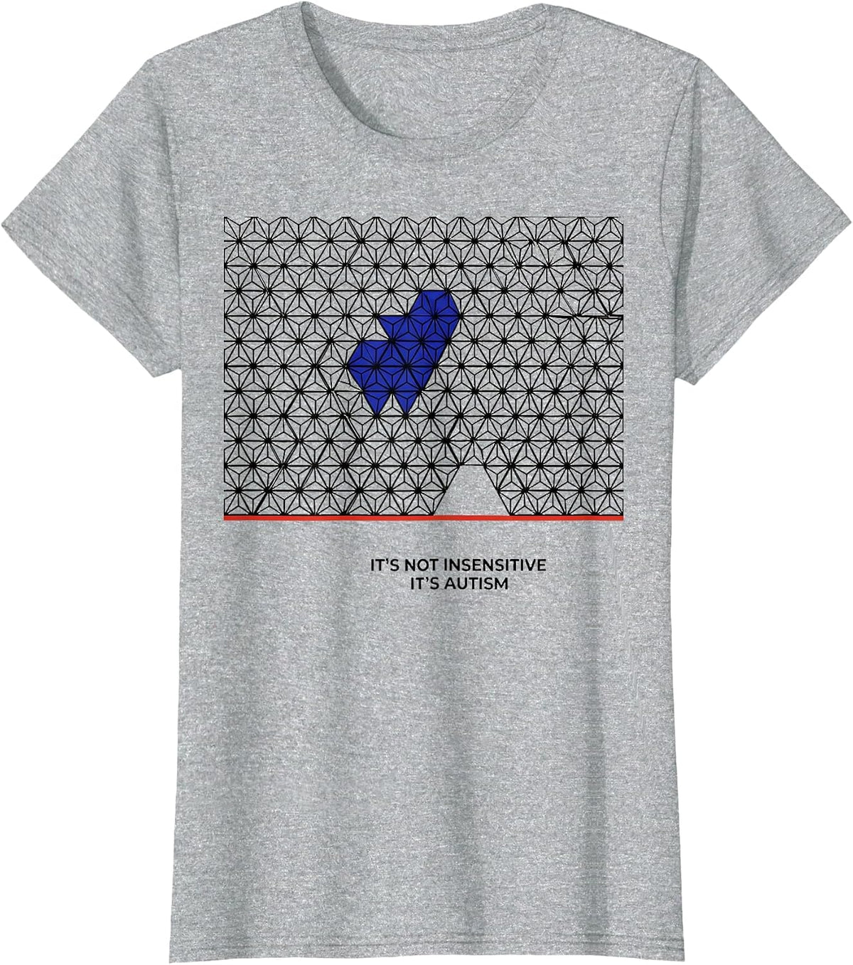 Women's It's Not Insensitive It's Autism Geometric Neurodiversity T-Shirt - Heather Grey
