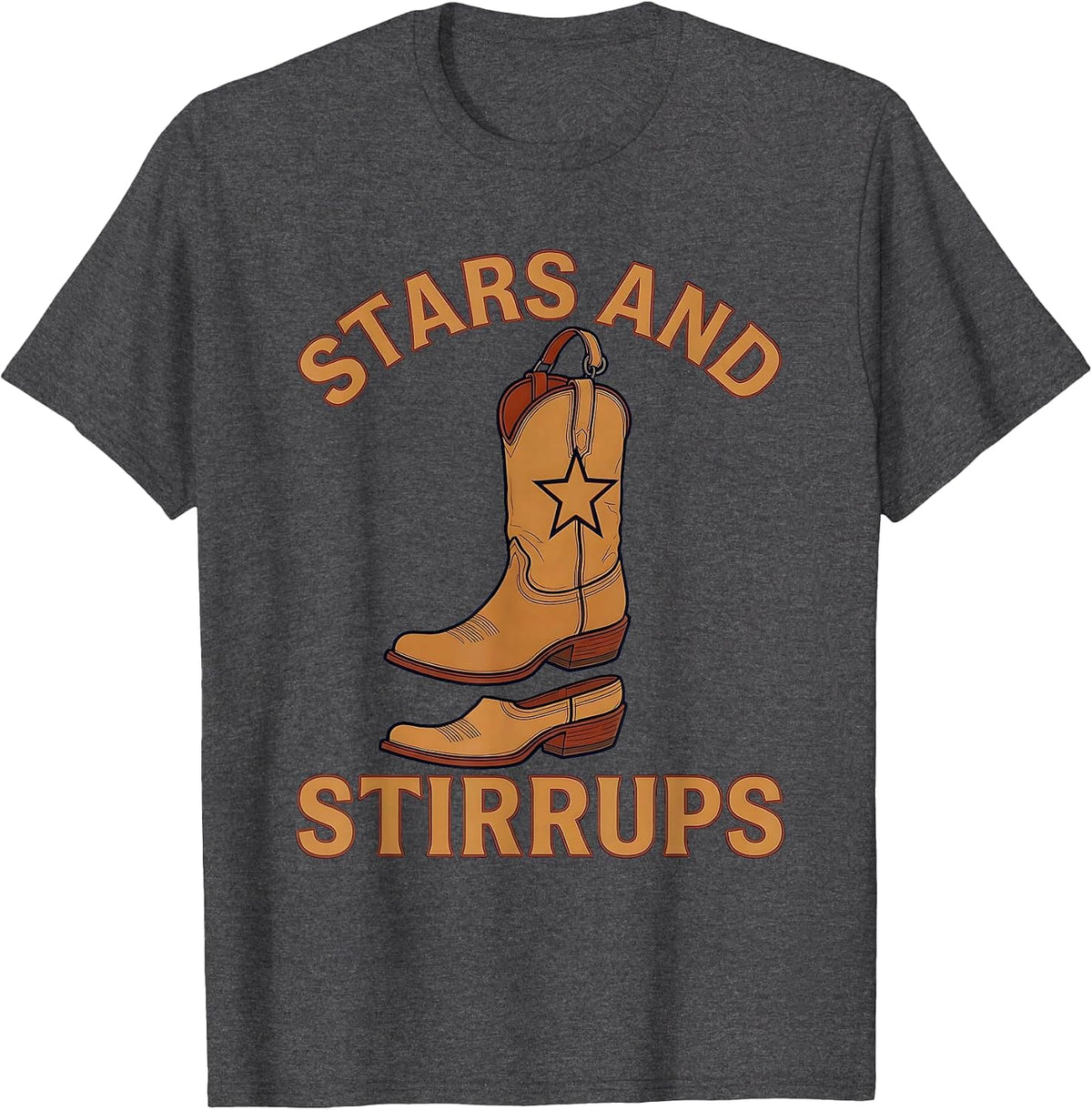 Men's Stars and Stirrups Western Graphic Design T-Shirt - Dark Heather Grey