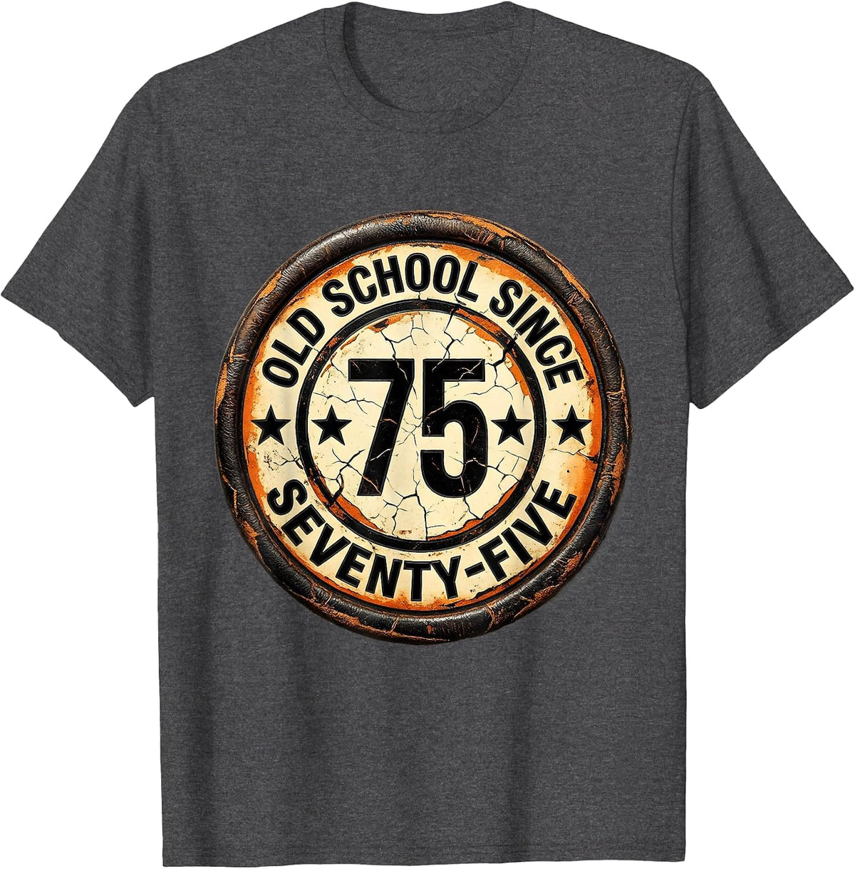 Old School Since Seventy-Five 1975 Vintage Design T-Shirt - Dark Heather Grey
