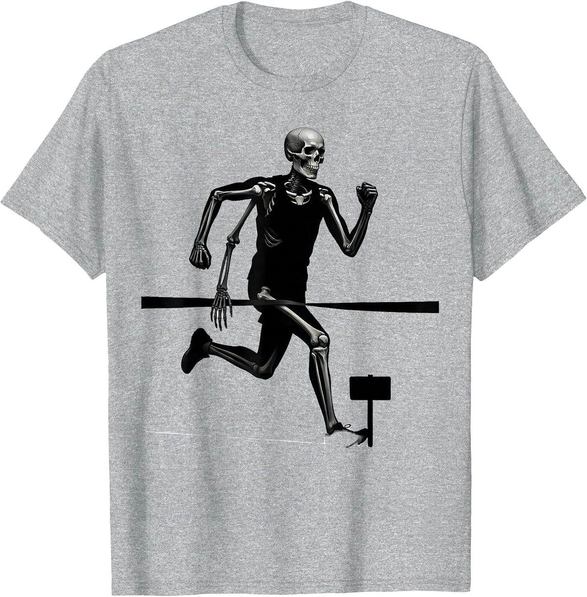 Men's Skeleton Runner Halloween 5K Fun Run Matching T-Shirt - Heather Grey