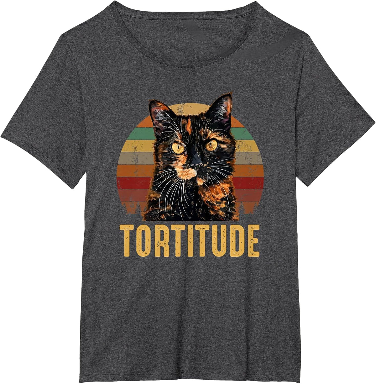 Tortitude, Tortoiseshell Cat T-Shirt - Dark Heather Grey