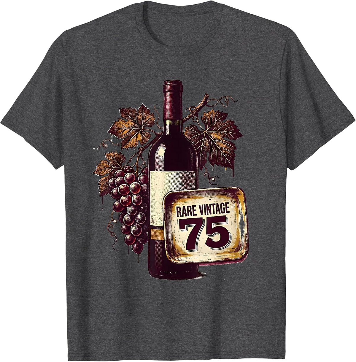 Rare Vintage Seventy-Five 1975 Classic Design T-Shirt - Dark Heather Grey