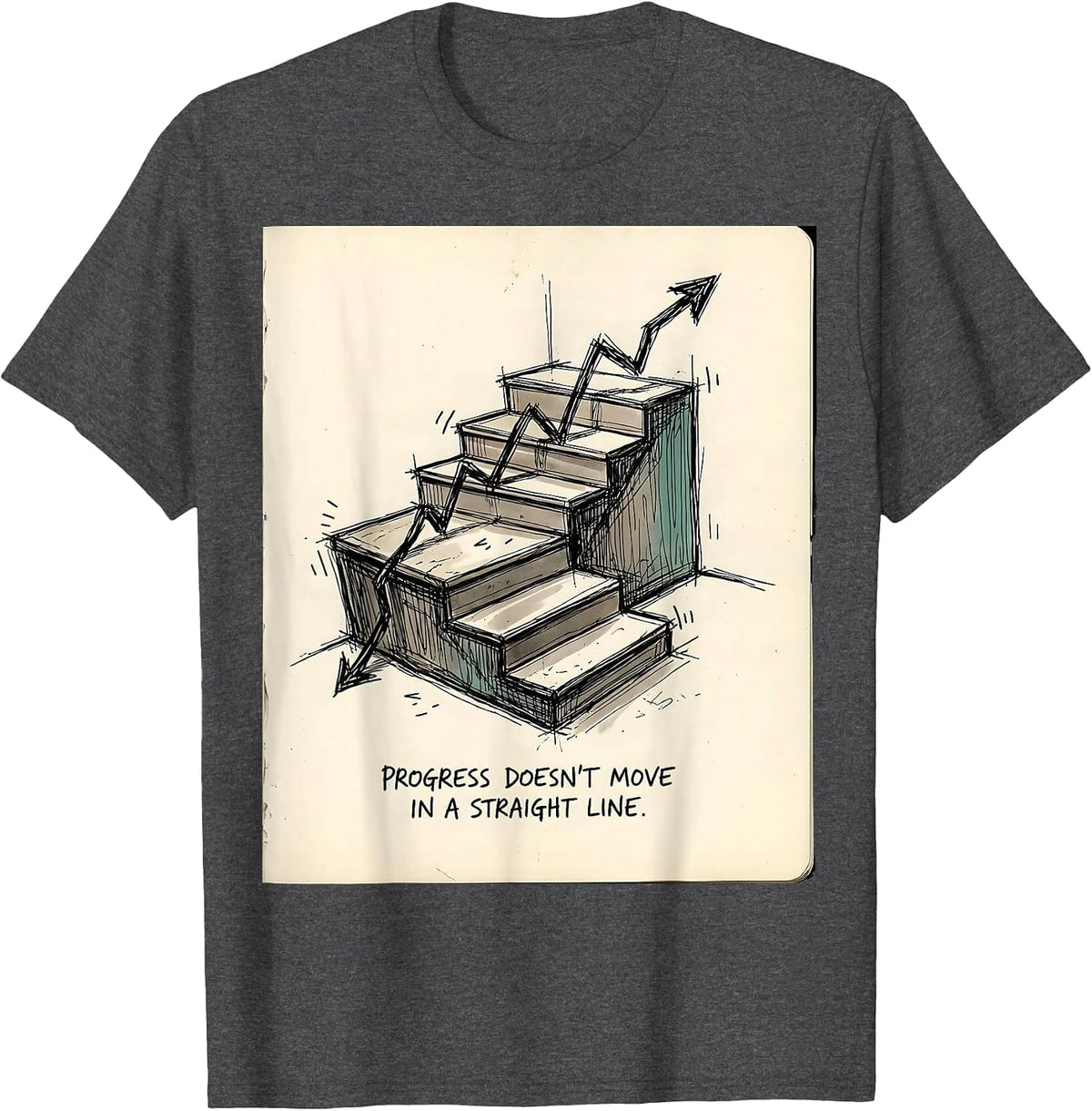 Progress Doesn't Move In A Straight Line Special Education T-Shirt - Dark Heather Grey