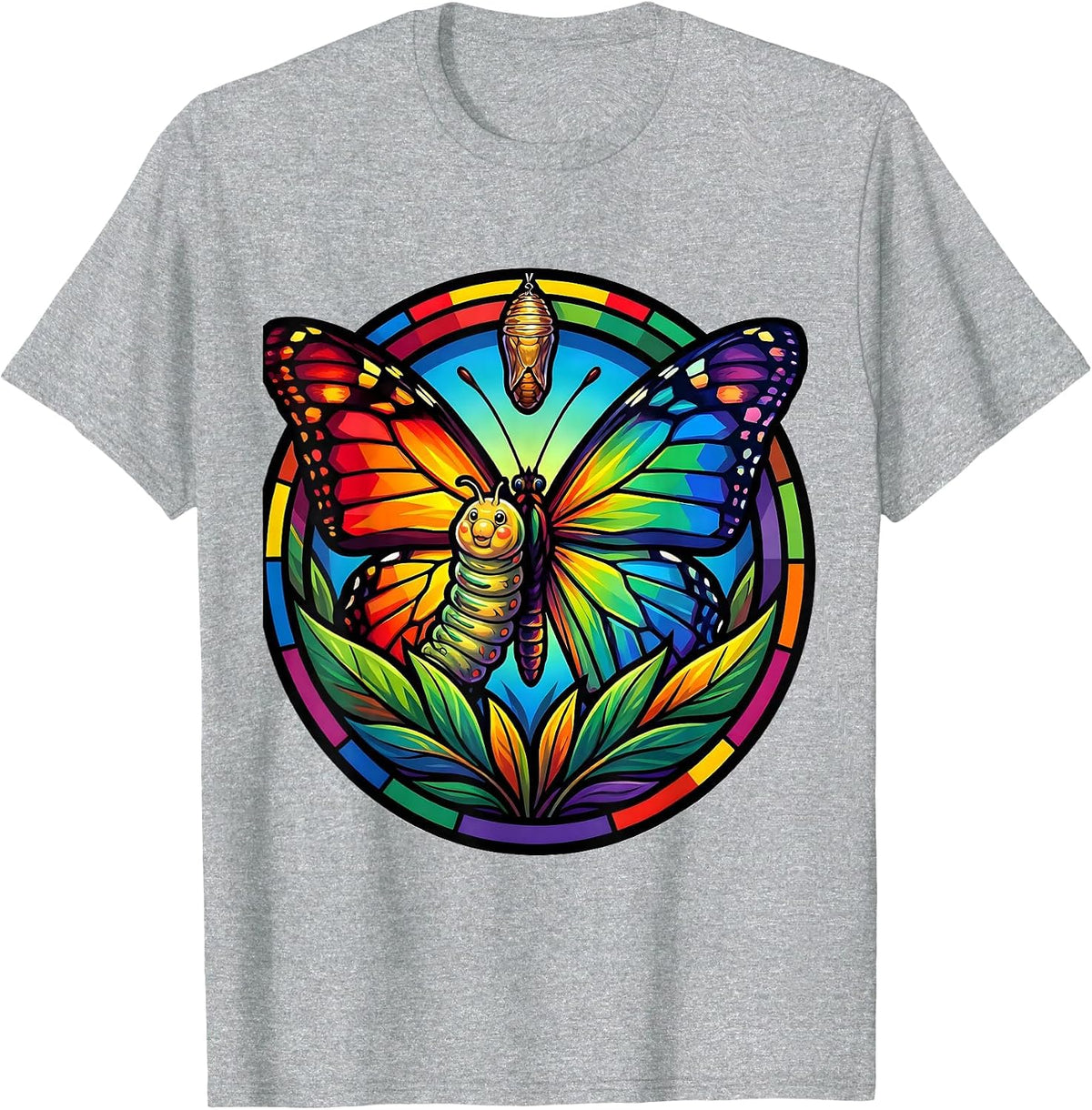 Men's Special Education Caterpillar Butterfly Transformation T-Shirt - Heather Grey