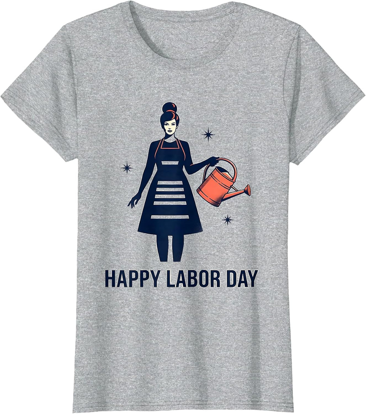 Happy Labor Day Midcentury Modern Patriotic Woman Graphic T-Shirt - Heather Grey