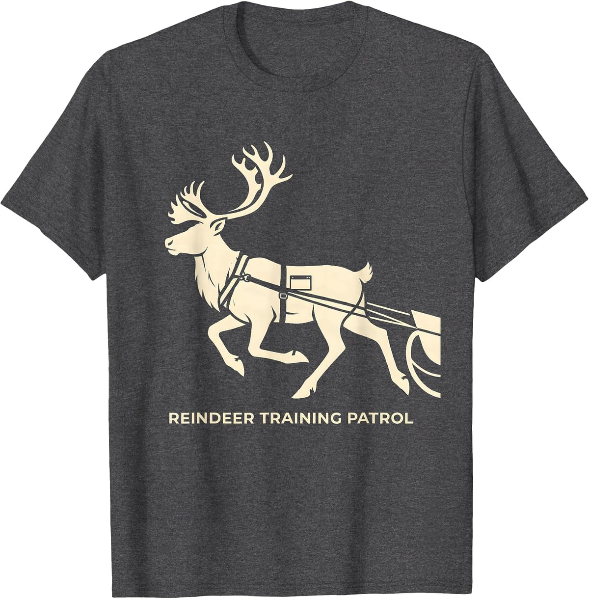 Reindeer Training Patrol Funny Christmas Running Runner Gift T-Shirt - Dark Heather Grey