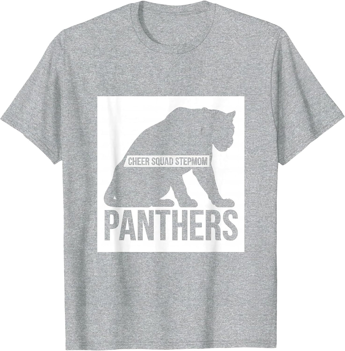 Men's Cheer Squad Stepmom Panthers Silhouette Cheer Mom Fan T-Shirt - Heather Grey