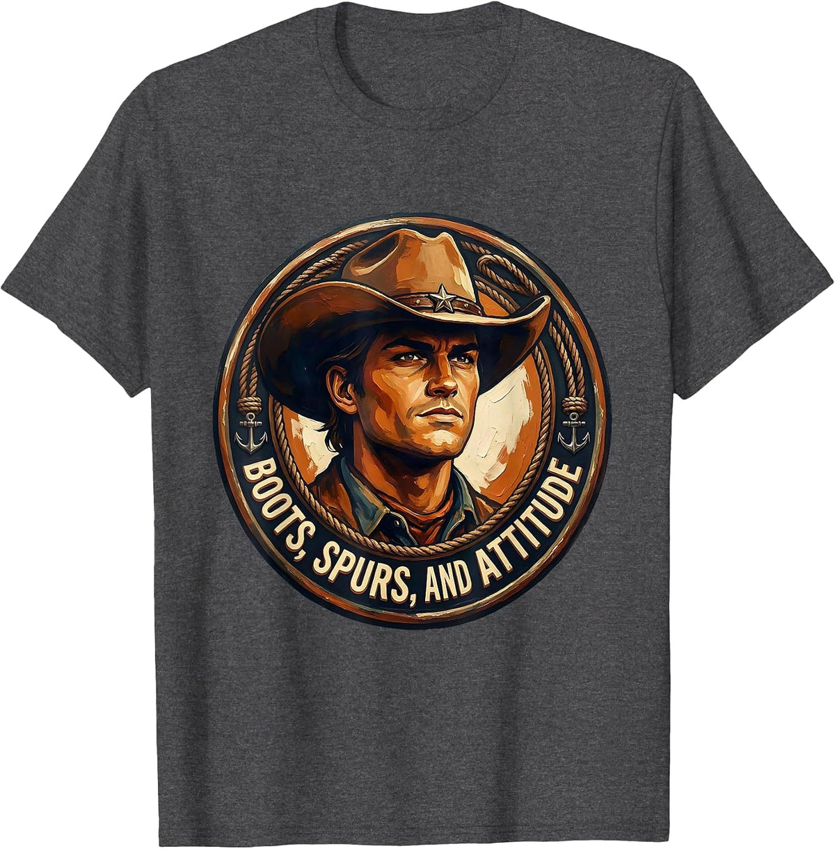 Boots Spurs and Attitude Cowgirl Design T-Shirt - Dark Heather Grey