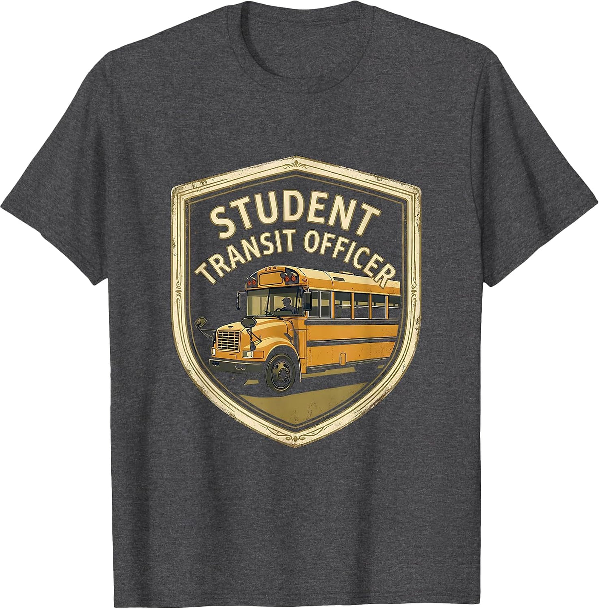 Student Transit Officer Vintage School Bus Driver T-Shirt - Dark Heather Grey