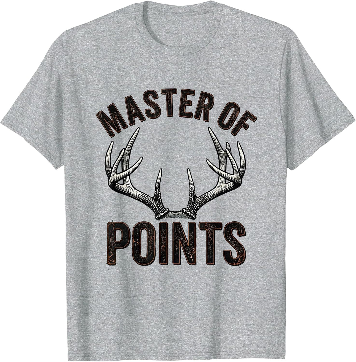 Men's Master Of Points Distressed Deer Hunting Humor Hunter Dad T-Shirt - Heather Grey