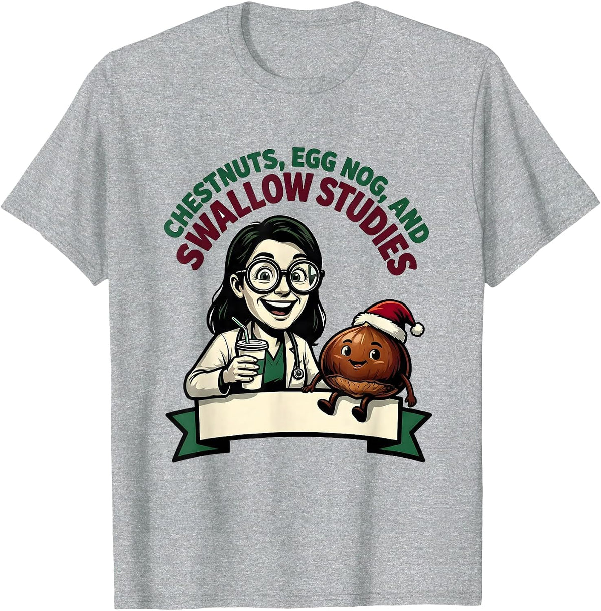 Men's Chestnuts, Egg Nog, And Swallow Studies Speech-Language T-Shirt - Heather Grey