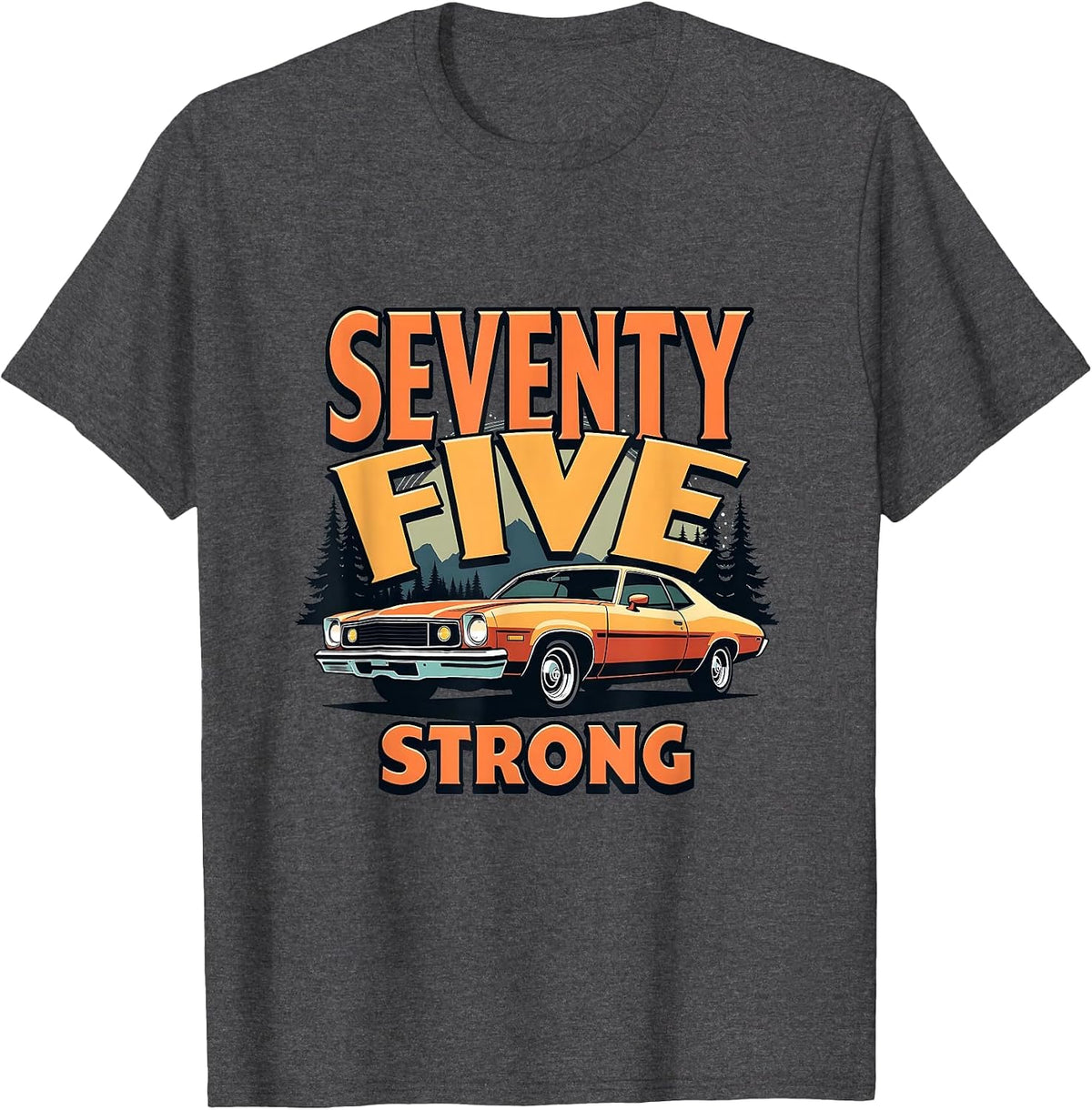 1975 Seventy Five Strong Vintage Year Design T-Shirt - Dark Heather Grey