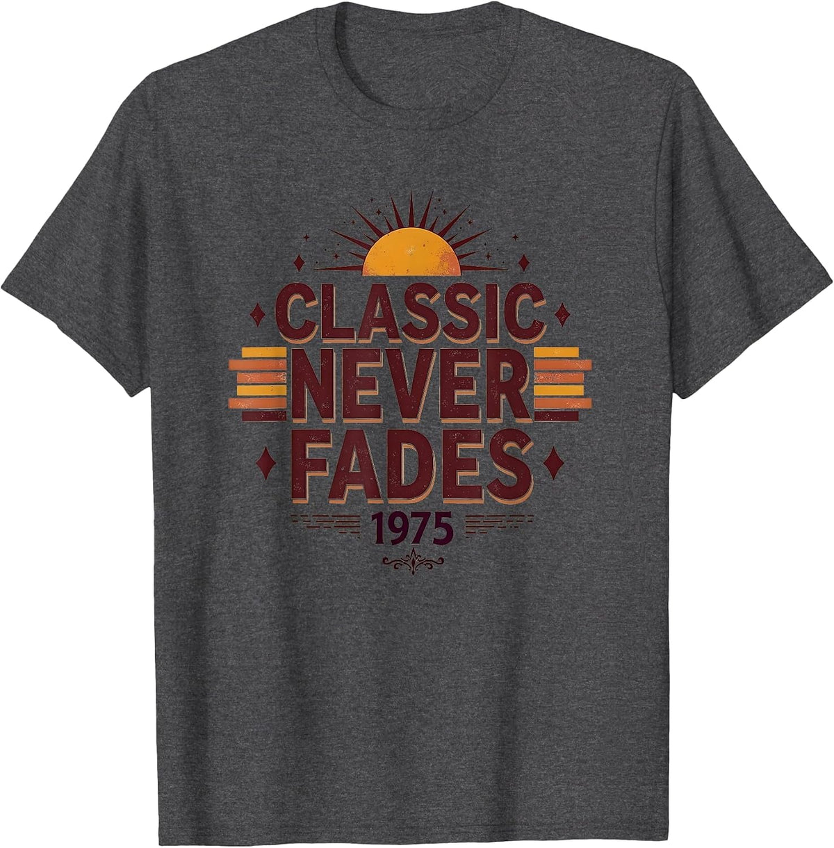 Vintage 1975 Classic Never Fades Retro Design T-Shirt - Dark Heather Grey