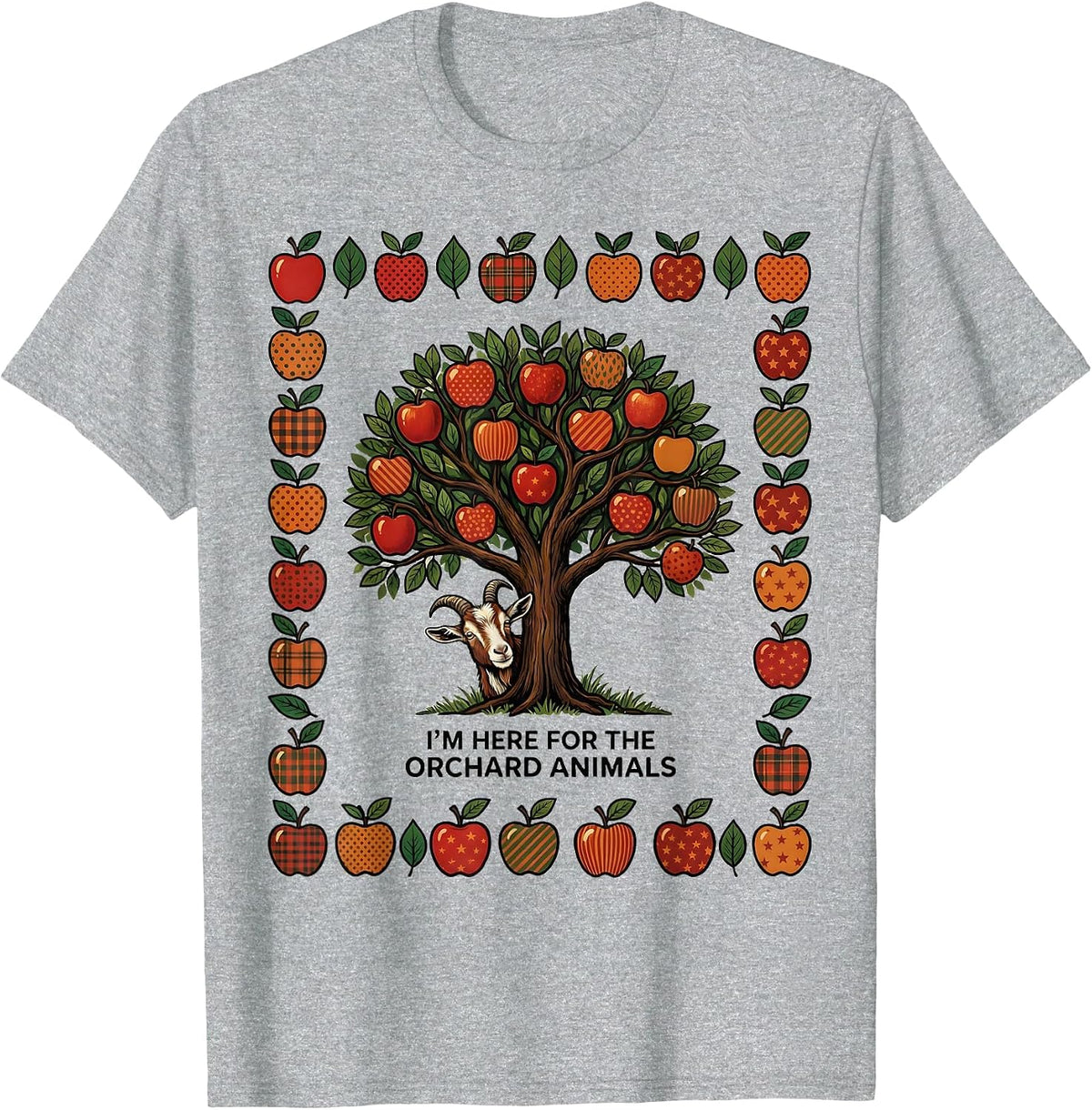 Men's I'm Here For The Orchard Animals Funny Apple Picking Family T-Shirt - Heather Grey