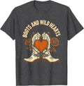Men's Boots and Wild Hearts Western Design T-Shirt - Dark Heather Grey