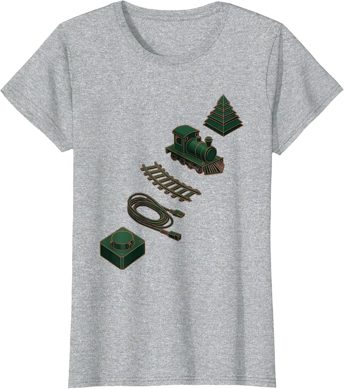 Women's Exploded Train And Tree Kit Vintage Model Railroad T-Shirt - Heather Grey
