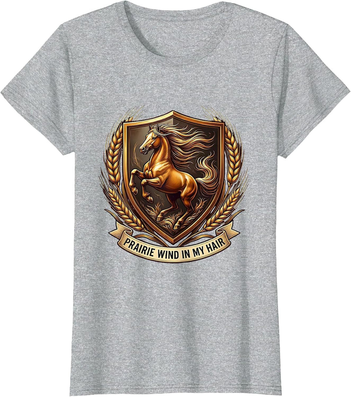 Women's Prairie Wind In My Hair Western Design T-Shirt - Heather Grey