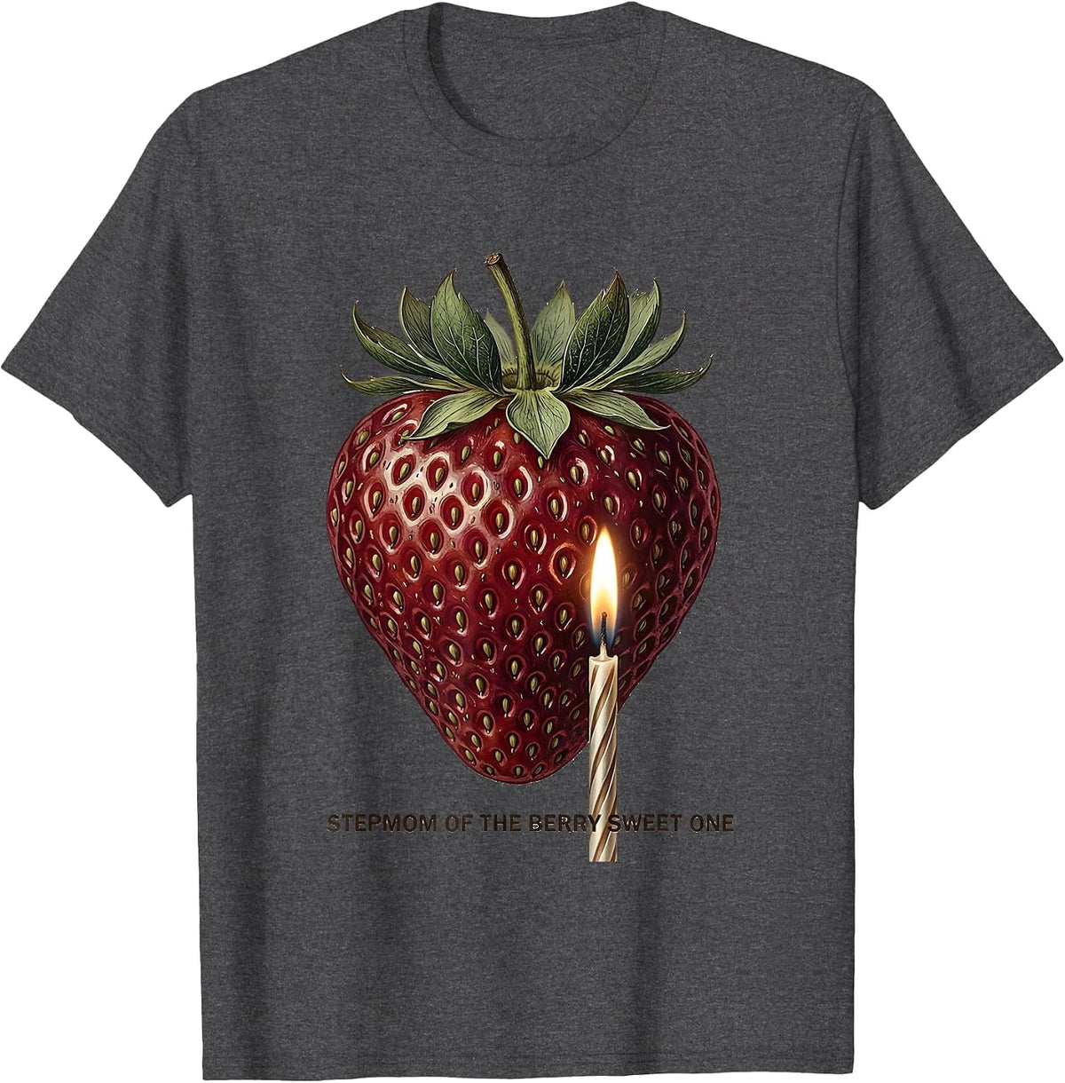 Men's Stepmom Of The Berry Sweet One Botanical Family First T-Shirt - Dark Heather Grey