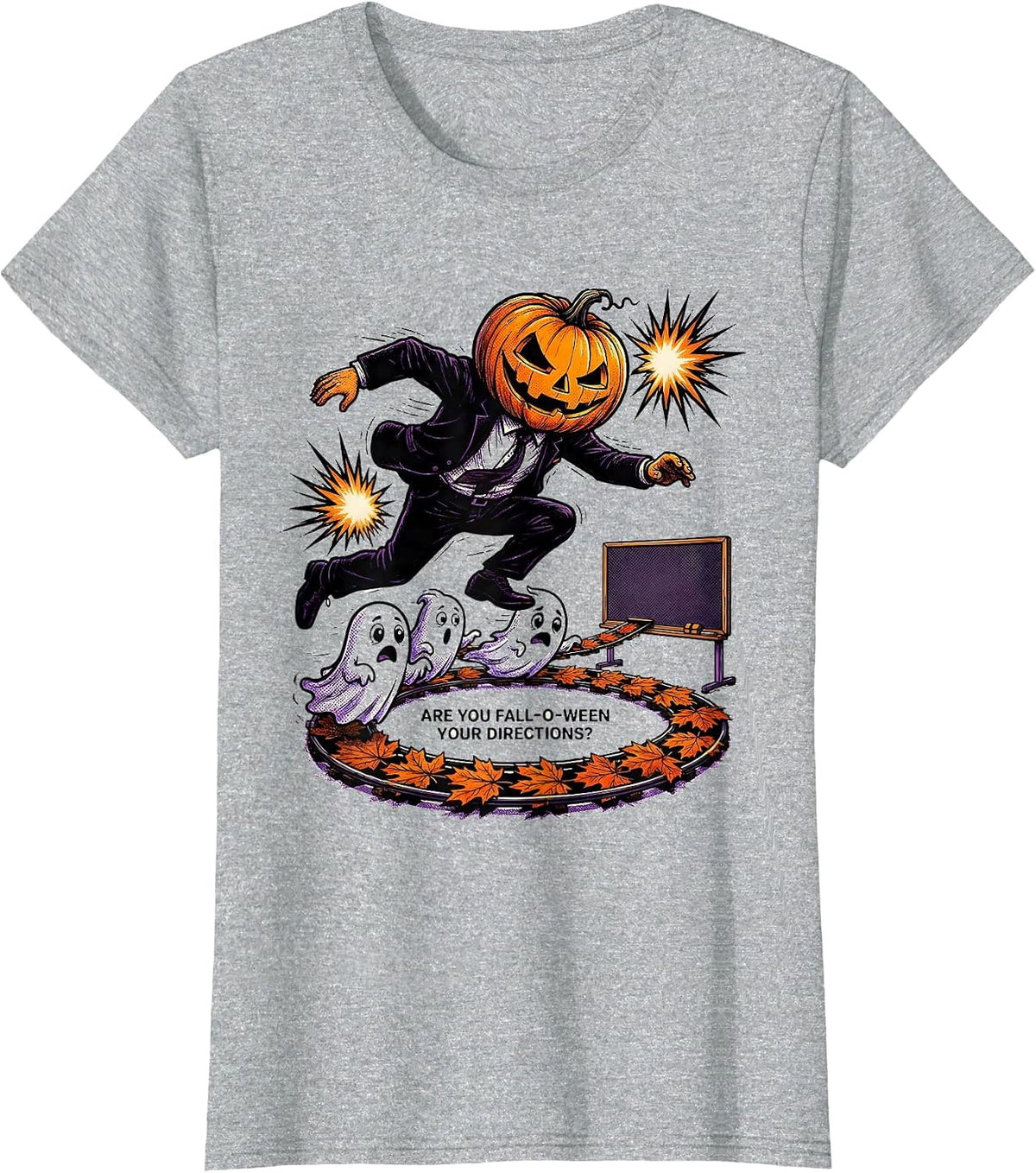 Are You Fall-O-Ween Your Directions Comic Book Teacher T-Shirt - Heather Grey