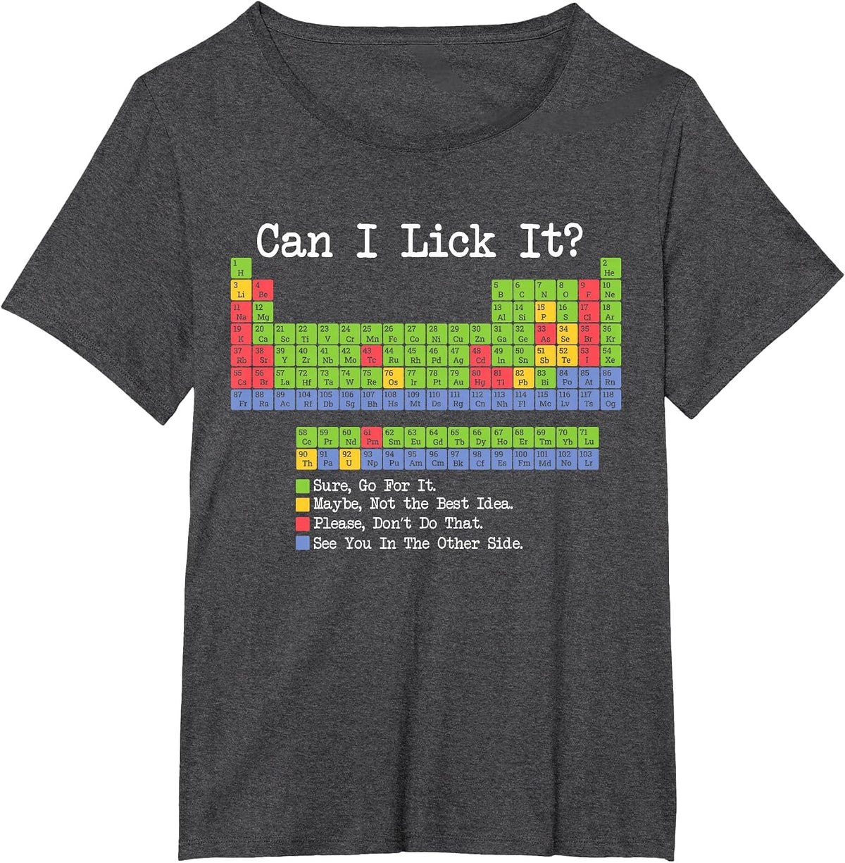 Can I Lick It Periodic Table Science Teacher T-Shirt - Dark Heather Grey