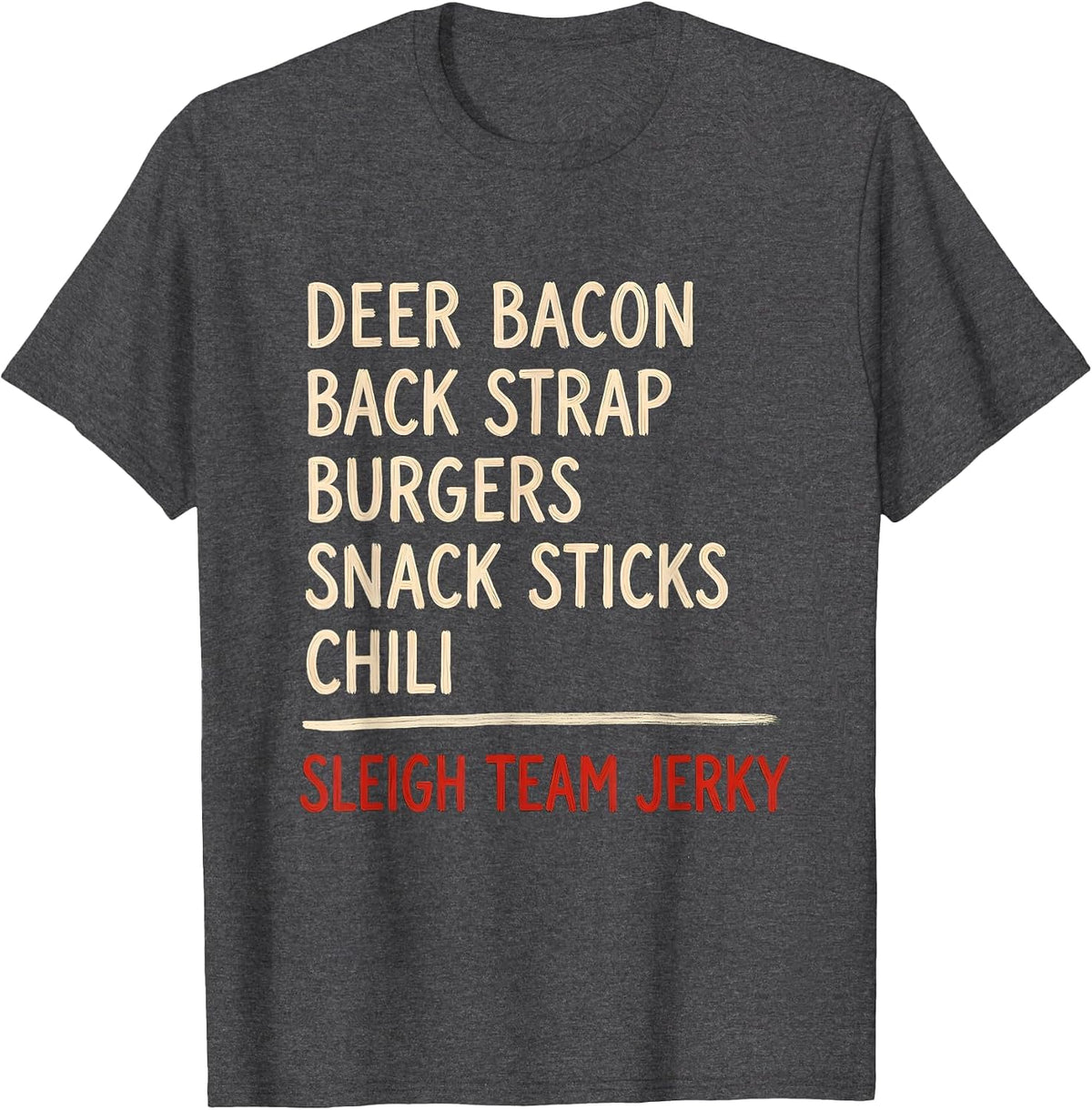 Deer Bacon Funny Christmas Deer Hunter Hunting Gift T-Shirt - Dark Heather Grey