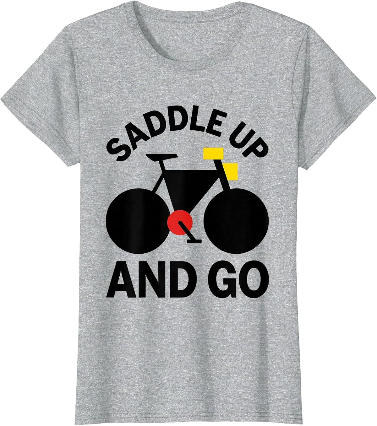 Women's Saddle Up and Go Cycling Bike Rider Design T-Shirt - Heather Grey