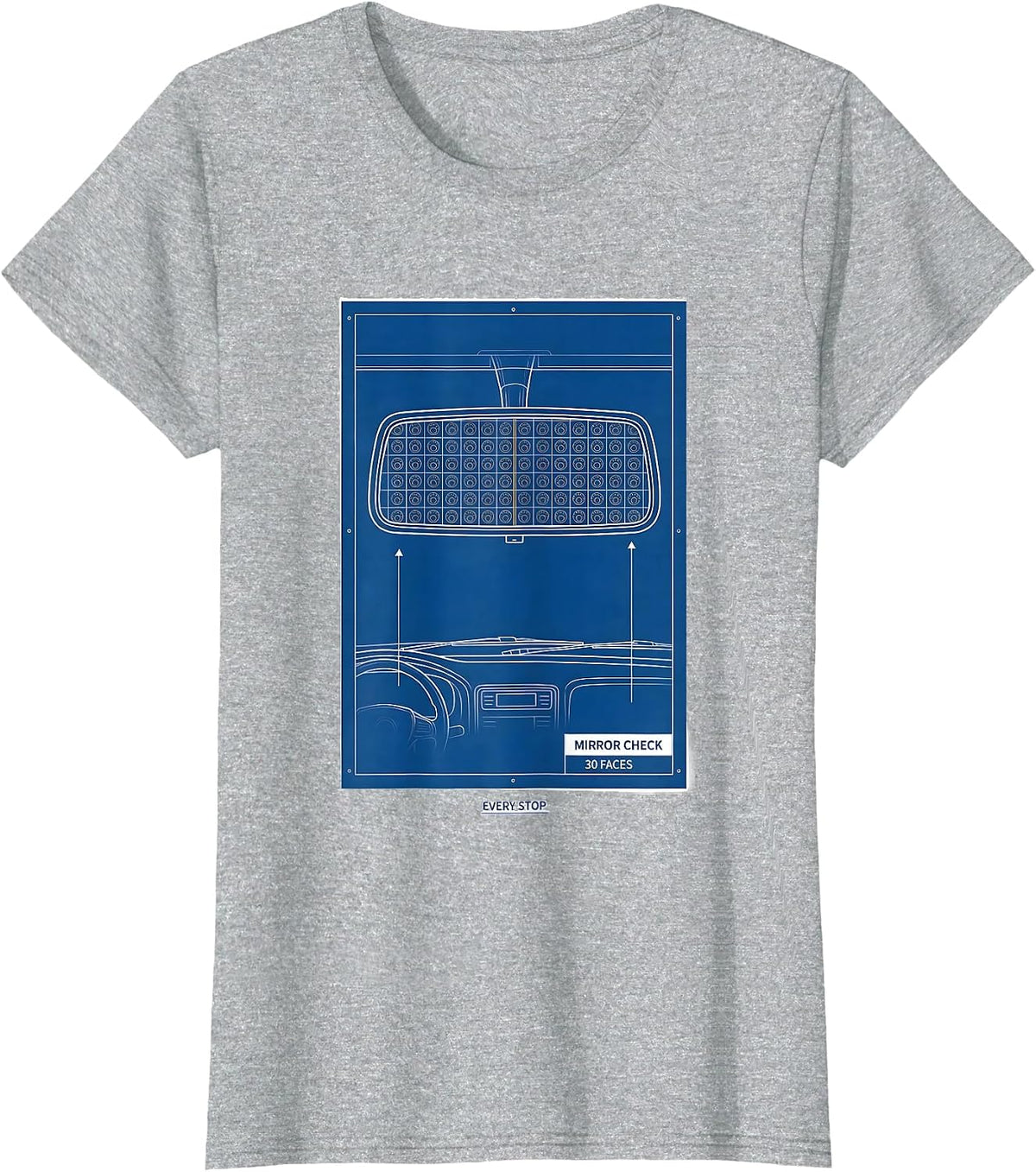 Mirror Check: 30 Faces Every Stop School Bus Driver T-Shirt - Heather Grey