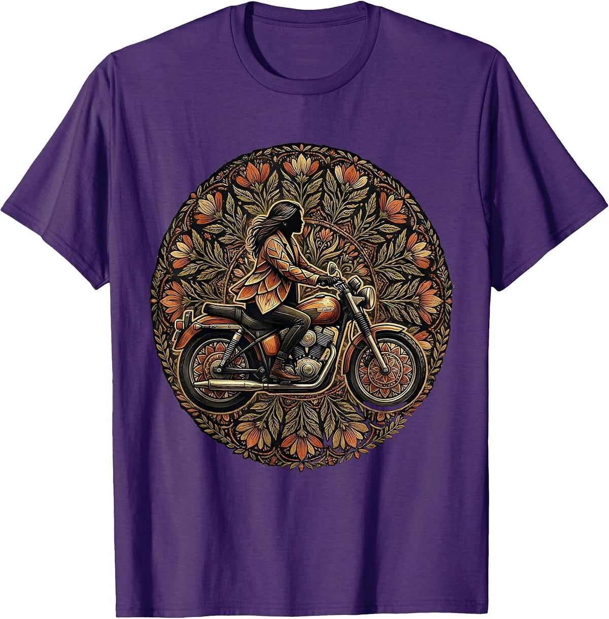 Leather Jacket Motorcycle Rider Graphic Tee T-Shirt - Purple