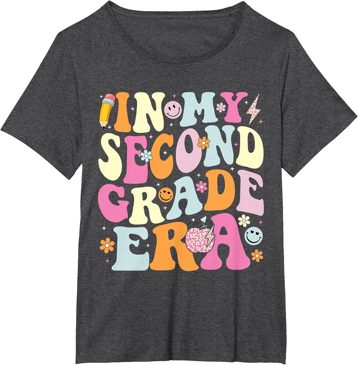 in My Second Grade Era 2nd Grade Teacher Back to School T-Shirt - Dark Heather Grey